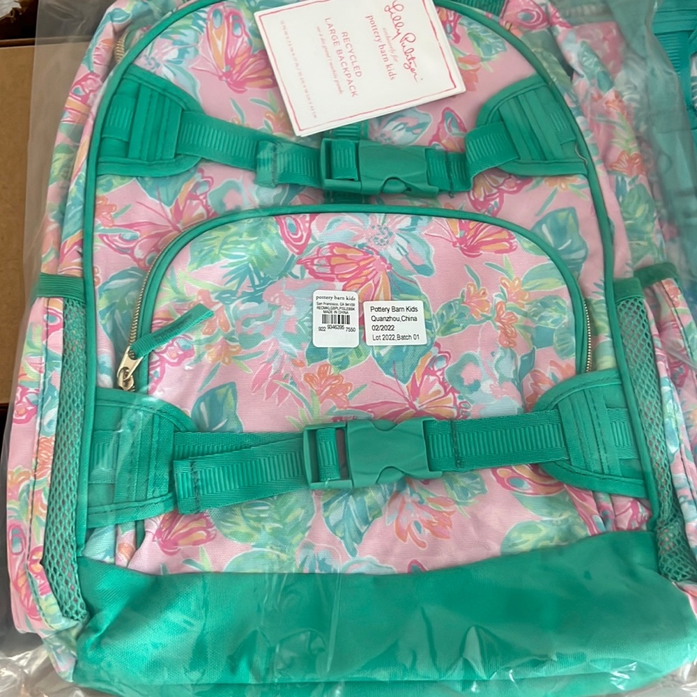 Brand NEW Lilly Pulitzer Isle Be Back Mackenzie Large RPET Backpack POTTERY BARN